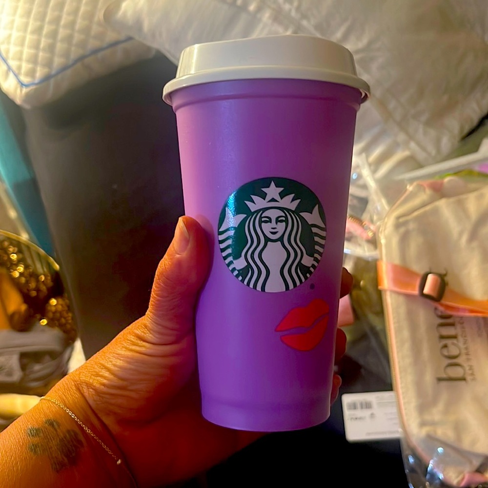Starbucks plastic cup in lavender